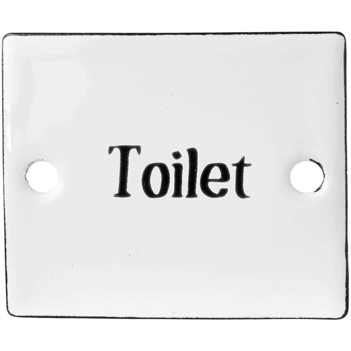 Skilt til toilet i hvid emalje med sort skrift fra Ib Laursen