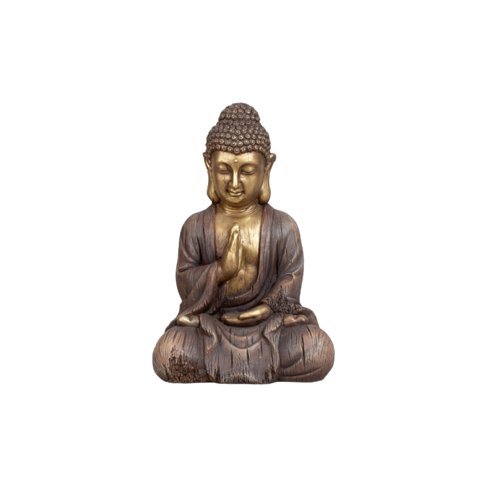 Buddha 45 cm høj brun & guldfarvet