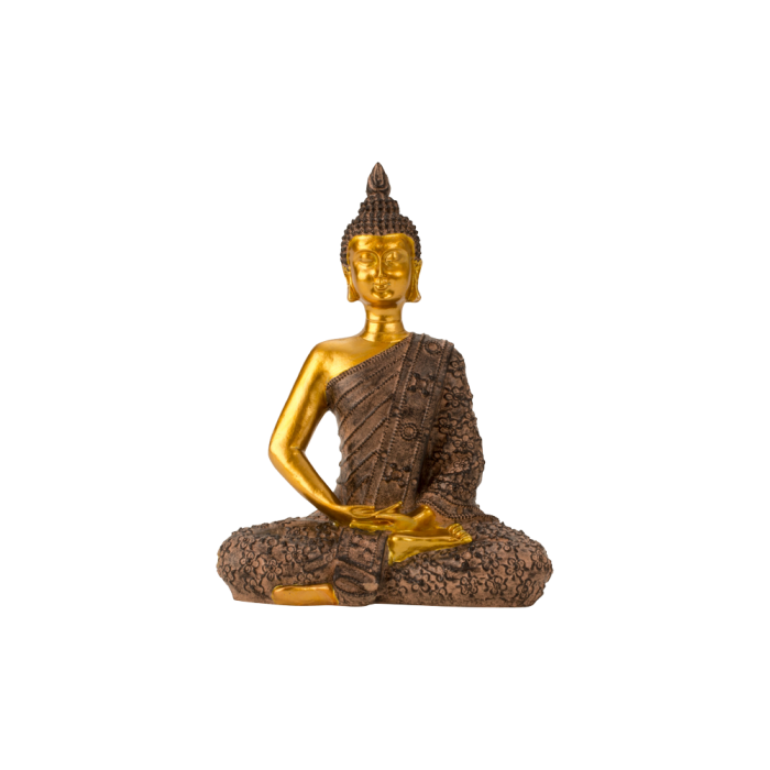 Buddha 23 cm høj sort & guldfarvet