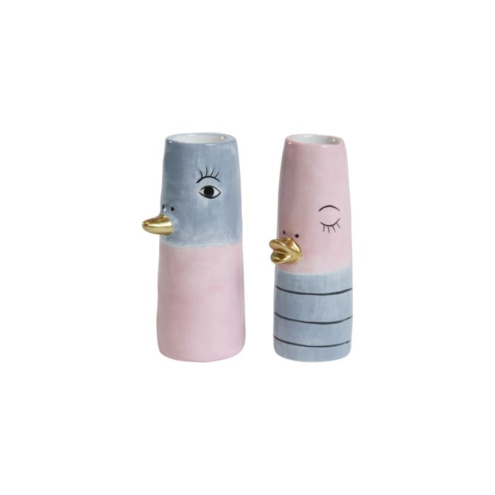 Vase and 10 cm lyserød & lyseblå