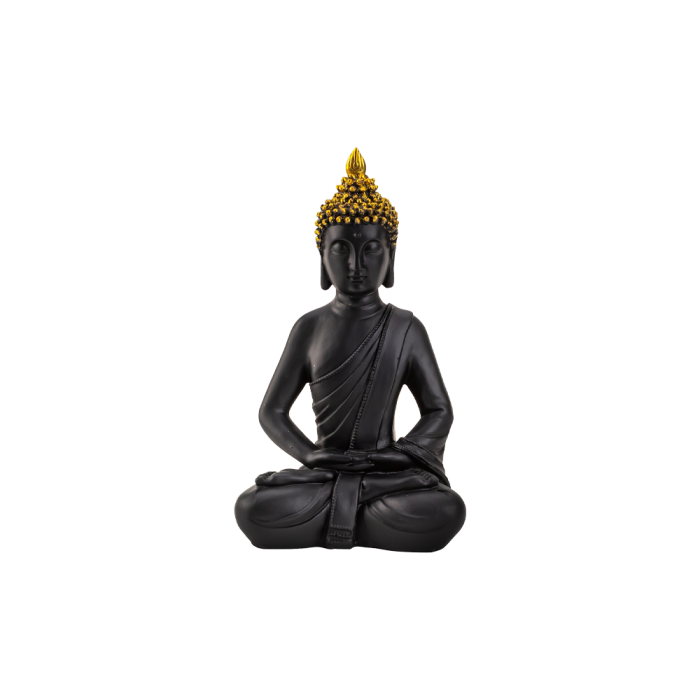 Buddha 30 cm høj sort & guldfarvet