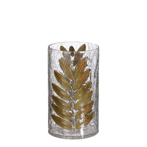 Fyrfadsstage i glas med blade