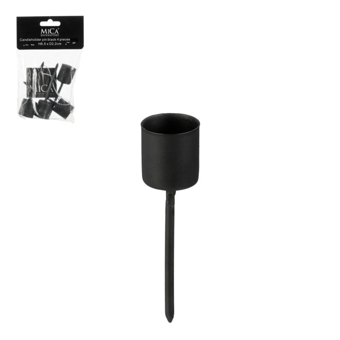 Ljushållare med spik, svart, 4-pack