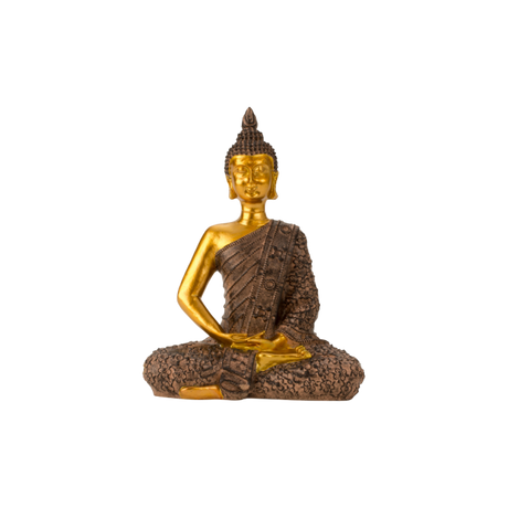 Buddha 23 cm høj sort & guldfarvet