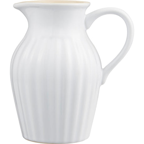 Vit Myntekanna från Ib Laursen i färgen Pure White med breda rillor, beige insida och handtag, 1,7 liter.