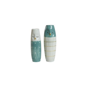 Vase Ugle 17 cm høj aqua & lys aqua