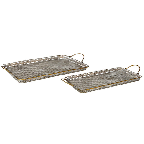 Set med 2 brickor i antikguldfärgad metall från Speedtsberg.