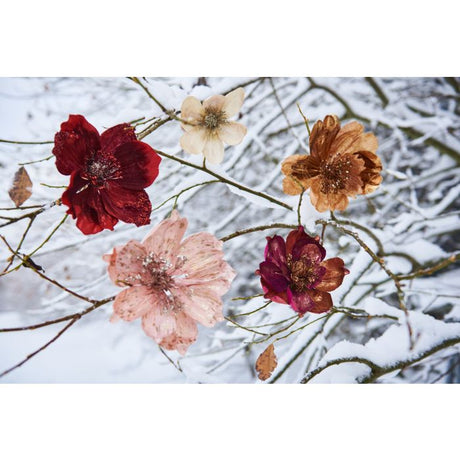 Blomsterhoved med klips magnolia mørkerød