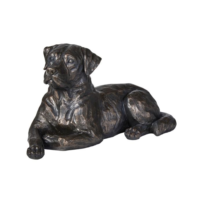 Hundefigur i bronzeeffekt liggende position for dekoration