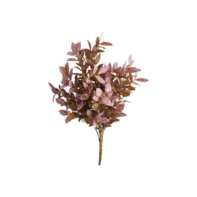 Konstgjord eukalyptuskvist från Speedtsberg med täta små blad i dammigt rosa, gröna och brunaktiga nyanser, 41 cm hög.