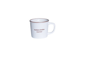 Porslinskopp från Speedtsberg med texten 'Världens bästa mormor' i enkel vit design.