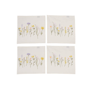 4 stofservietter med blomsterbroderi fra Speedtsberg
