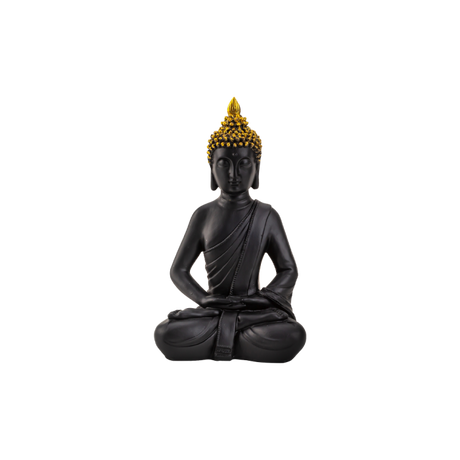 Buddha 30 cm høj sort & guldfarvet
