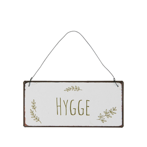 Metalskilt "Hygge" med bladgrene fra Ib Laursen