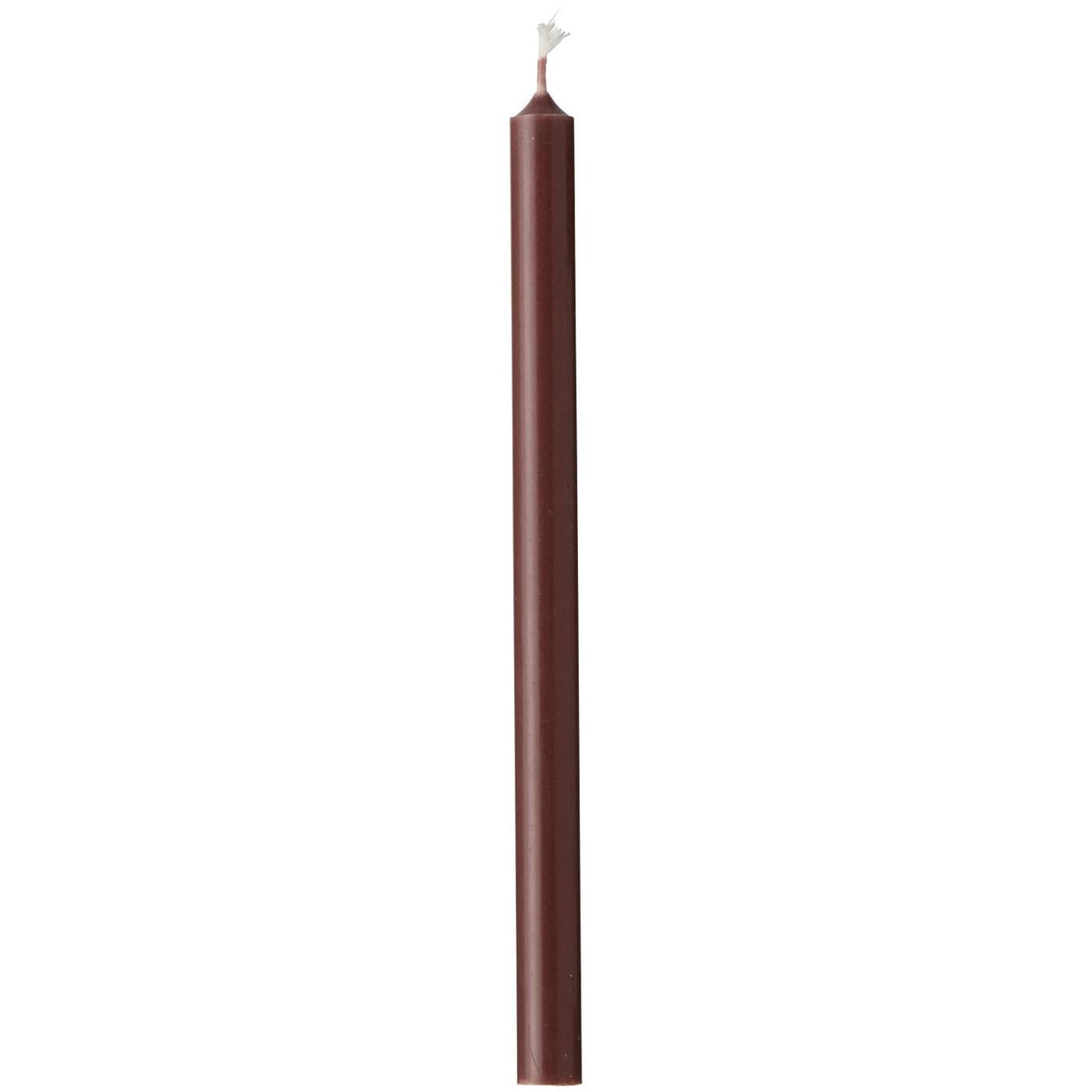 Chokladbrunt stearinljus från Ib Laursen med en höjd på 20 cm och en diameter på 1,3 cm