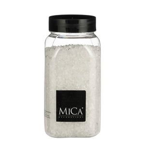 Behållare med klara dekorationsstenar i glas från Mica Decorations för heminredning och kreativa dekorationer