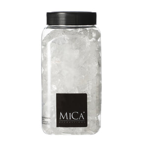 Stora transparenta glasstenar från Mica Decorations i behållare med svart lock till dekoration och jullandskap